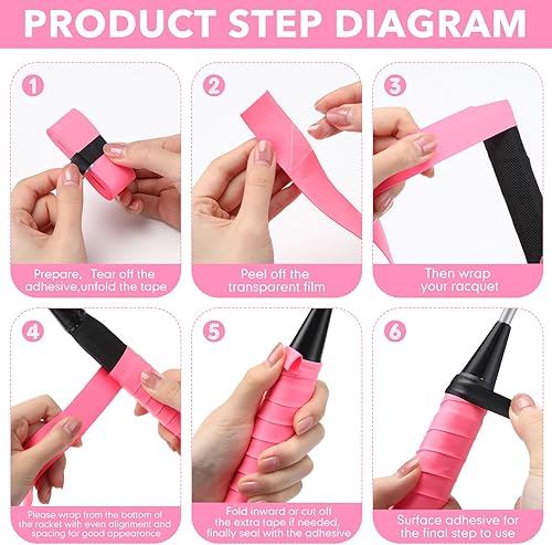 Miniatura 4 de Jadive Cinta de agarre de raqueta de tenis, antideslizante, overgrips de tenis, cinta absorbente de agarre de bádminton para cañas de pesca de