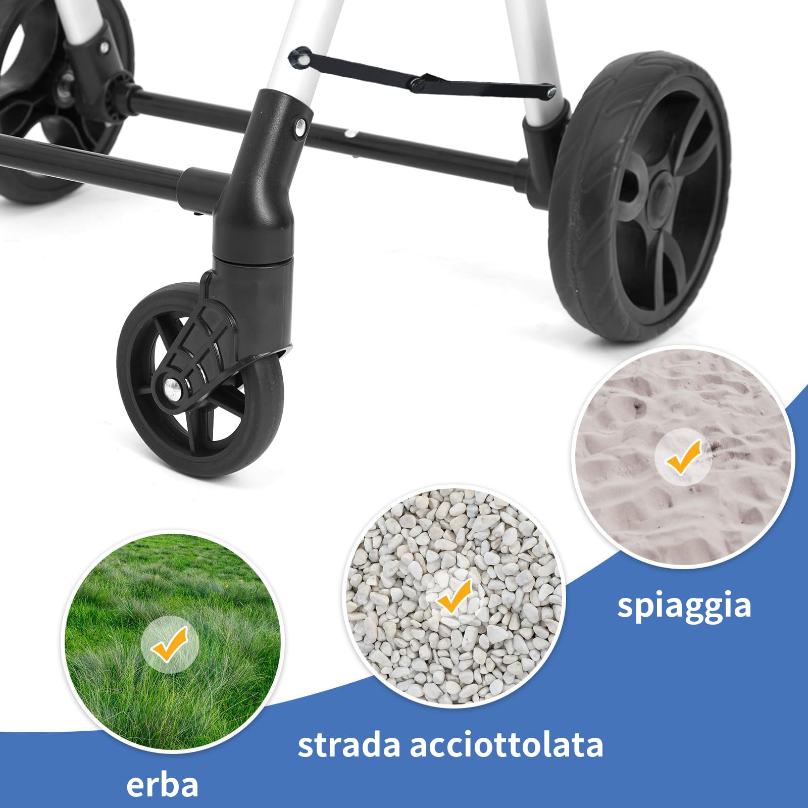 Carrello della Spesa, 8L e Tasca Posteriore, con 4 Ruote, e una grande Capacità di 25 kg Carrello Portaspesa, 46L Trolley Spesa on Wheels (Azzurro)