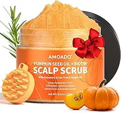 Esfoliante para couro cabeludo, óleo de semente de abóbora com biotina e alecrim, desintoxicação do couro cabeludo sem sulfato para coceira no couro cabeludo, caspa, remoção de acúmulo e