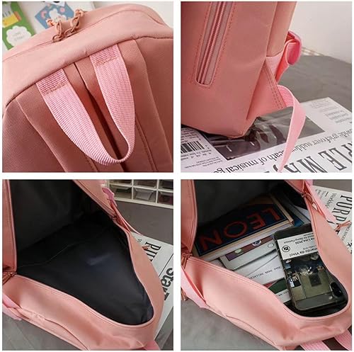 Miniatura 5 de Juego de mochila Kawaii con bonito colgante para laptop de 15.6 pulgadas, accesorios estéticos coreanos kawaii, Púrpura, Mochila, simple