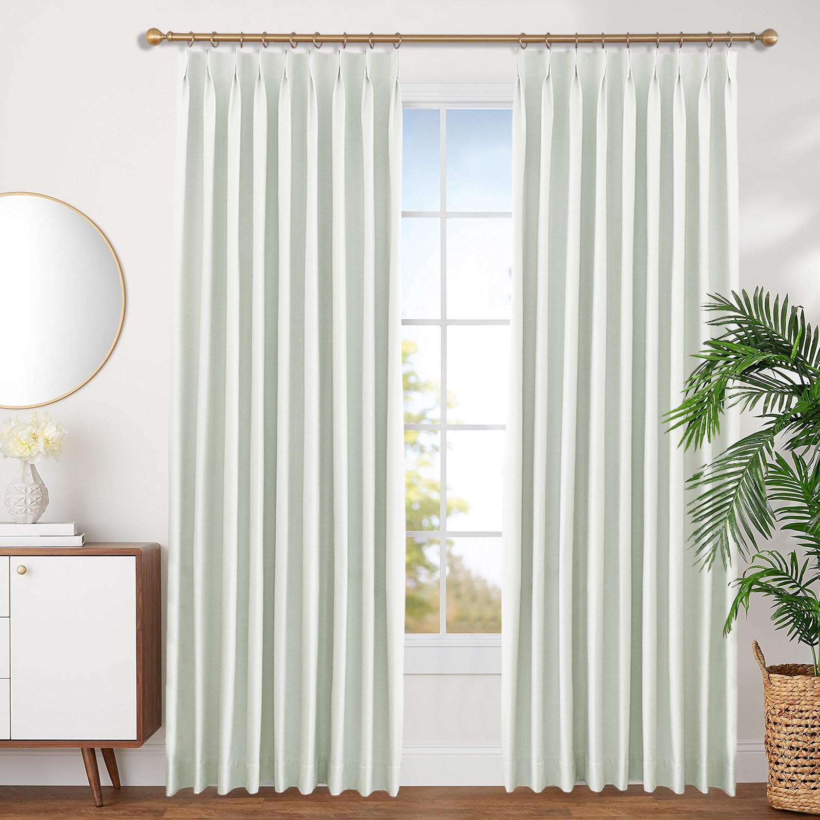 DotheDrape 88 inch Pinch Pleat Blackout Curtains for Bedroom Thermal Insulated Energy Saving Solid Window Curtain Panel for Sliding Glass Door, 60W x