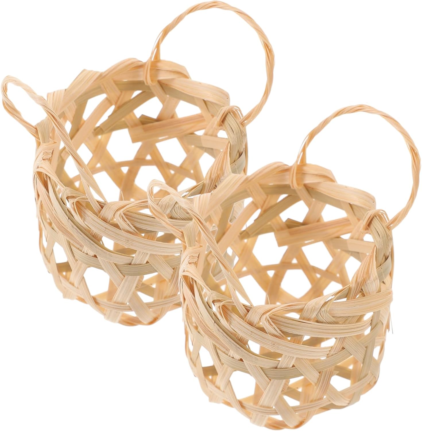 2pcs Handmade Woven Bamboo Lampshade Pendant Light Cover Rustic Decorative Ceiling Light Shade