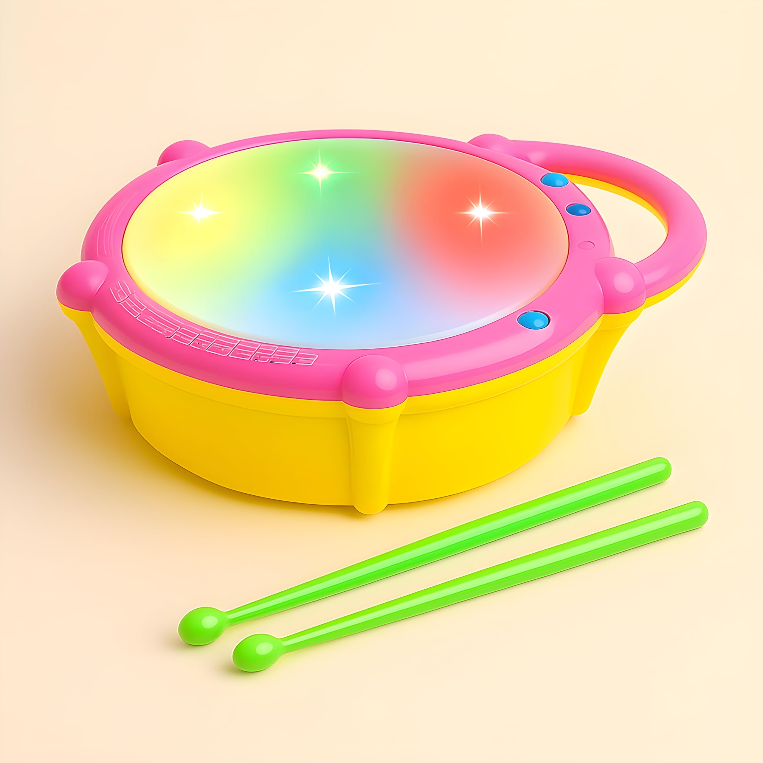 Lord Ambitious Flash Drum Play Toy with 2 Mallets for Kids & Toddlers | Multicolor 3D Lights | Musical Instrument | Battery Operated Toy | for 2-6Year Old Boys & Girls-image-46