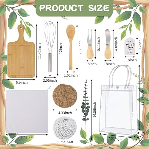 Miniatura 5 de 67 premios para baby shower para ganadores de juegos, juegos de baby shower, 6 juegos de tabla de queso de bambú, cuchara, tenedor, cuchillos,