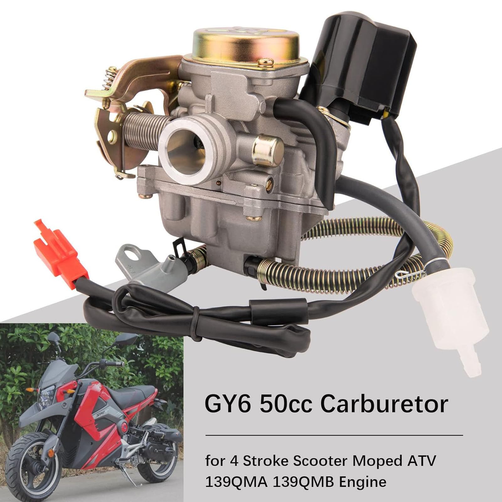 Kompatibel mit 50CC Vergaser 4 Takt GY6 Hochleistungs 139QMB Vergaser für 49cc 50cc Scooter Moped PD18J Vergasermotor