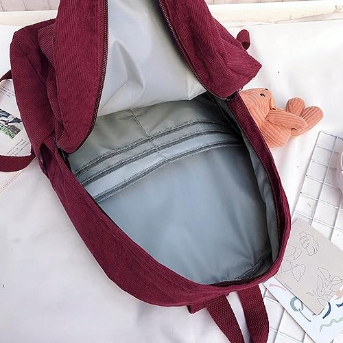 Vista 4 de Lobagve Mochila escolar de pana, mochila grande para universidad, mochila para computadora portátil, mochila de viaje para niña y niño, 6389 rojo