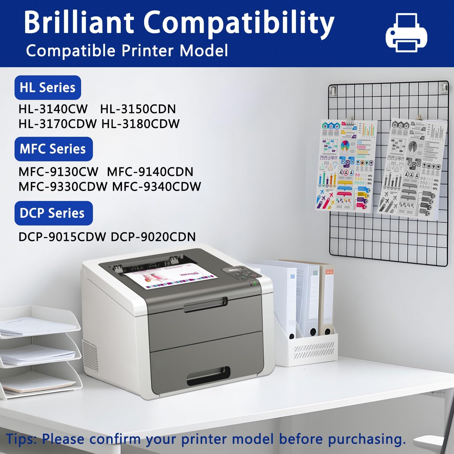 TN225 TN-225 Compatible TN-221BK TN-225C TN-225Y TN-225M High Yield Toner Cartridge Replacement for Brother TN-225 HL-3140CW HL-3150CDN MFC-9130CW MFC-9330CDW Toner (1BK+1C+1Y+1M)