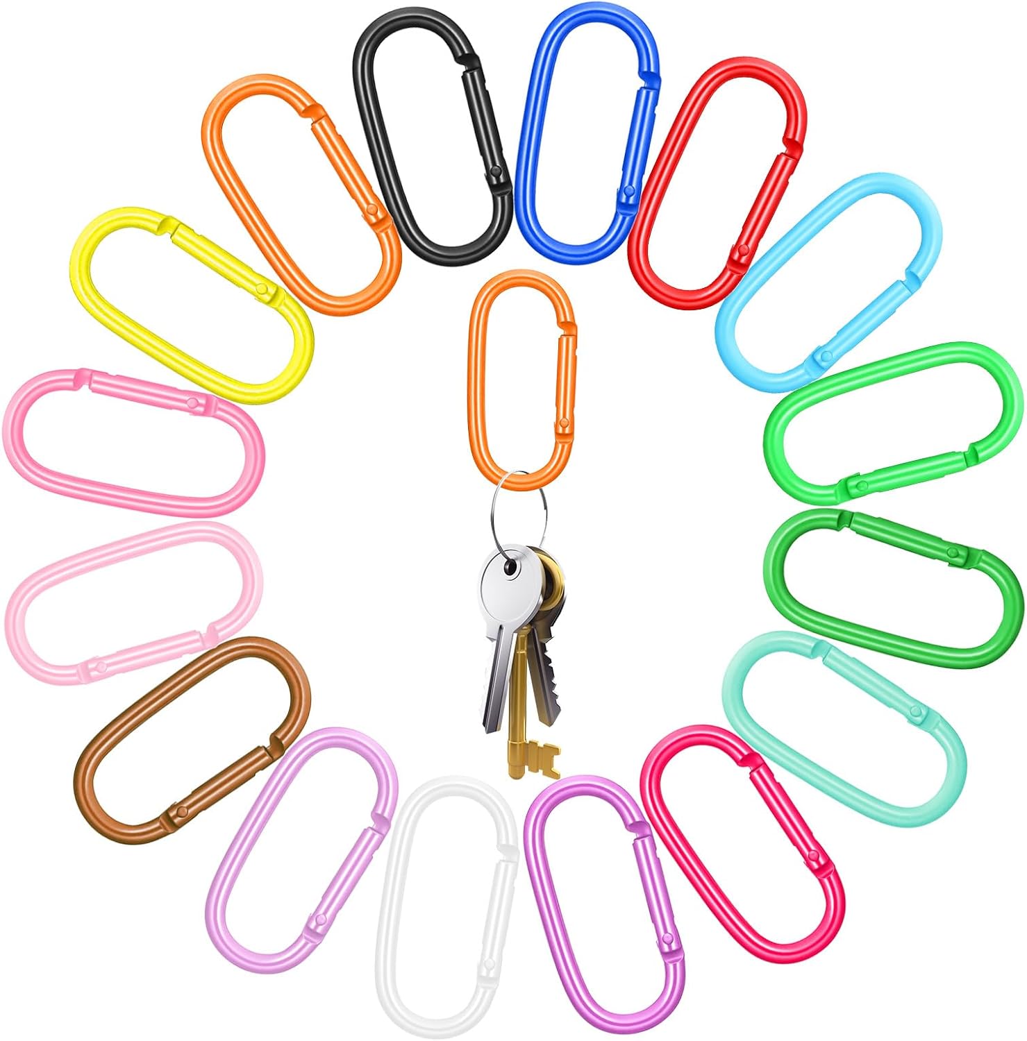 16 Pcs Oval Shape Carabiner Keychain Clips Cut Carabiners Clip Heavy Duty Snap Bag Hook Multicolor Aluminum Carabiner for Climbing Outdoor Camping Fish Hiking Pet Home Hammock Dog Tags Backpack - Image 9