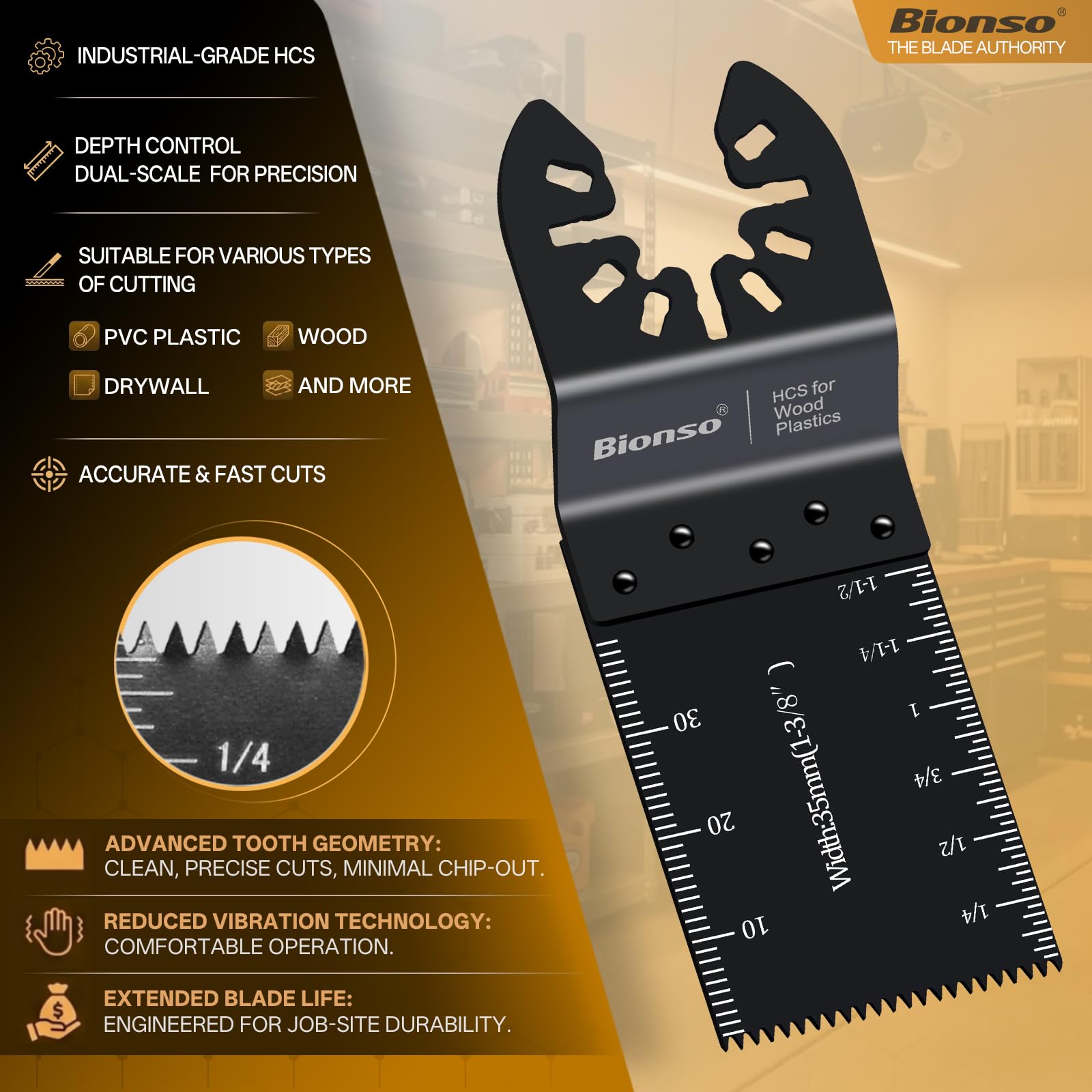 Bionso 35 hojas de sierra oscilantes, kit multiherramienta premium para madera y metal, cuchillas de herramientas para Dewalt Worx Rockwell Wen Milwaukee Makita Ryobi Bosch Fein Porter Genesis Negro
