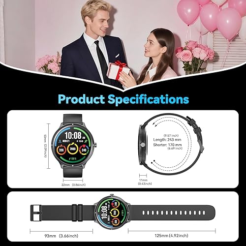 Miniatura 8 de Smart Watch, 1.75" AMOLED Smartwatch for Men Women(Answer/Make Call), Fitness Activity Tracker Heart Rate/Sleep Monitor/Pedometer, IP68 Waterproof,