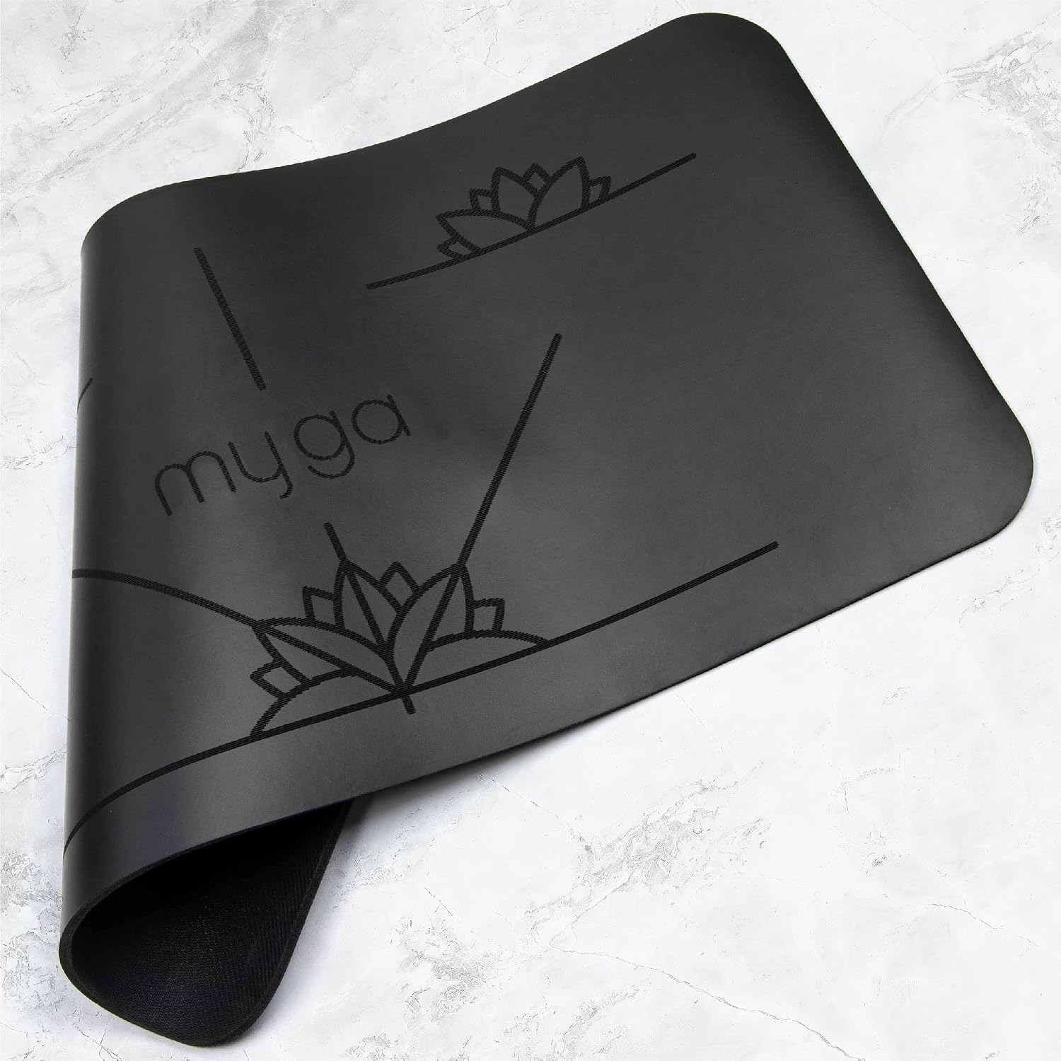 Myga Alignment Yoga Pad Mat - Non-slip Pads for Extra Cushioning with your Knee, Elbow and Hand Support - 26" x 13.4" - 0.2" Thickness, Black