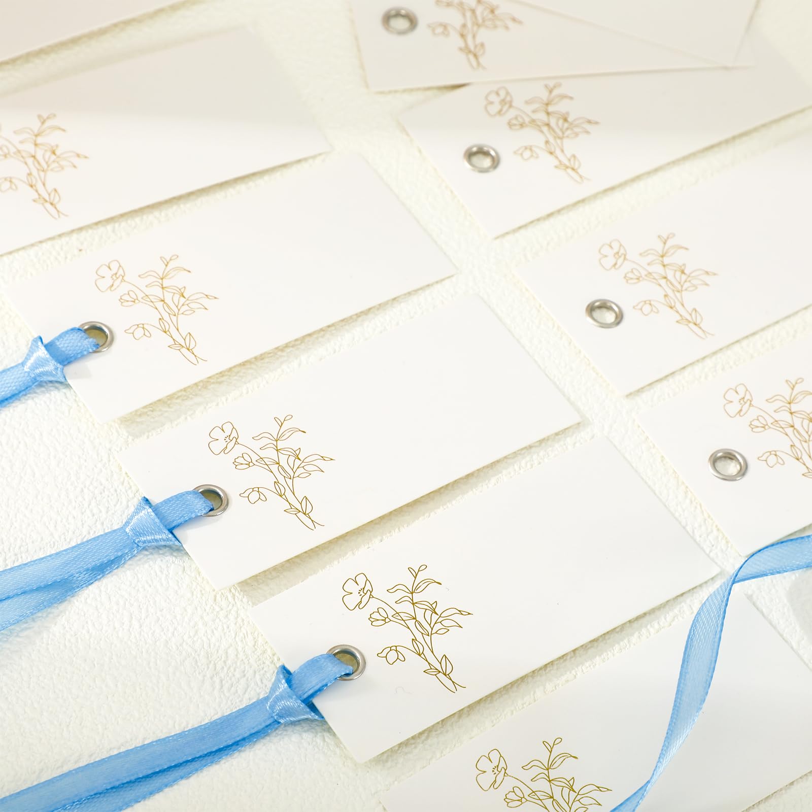 Floral Place Cards, 50-Pack, Gold & Blue
