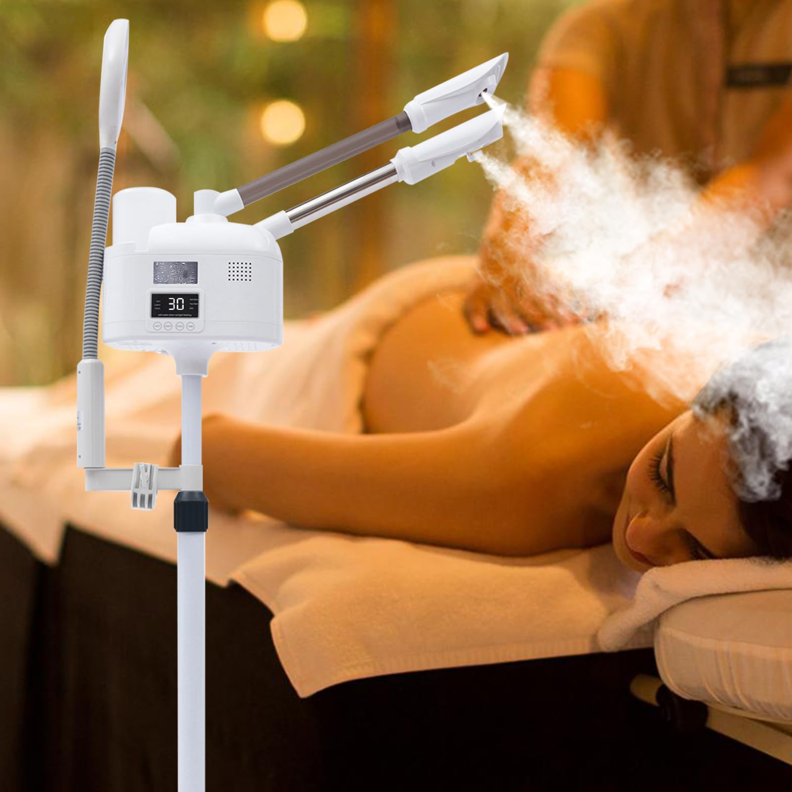 Ozon Bedampfer 360°, Gesichtsdampfer Professional 3 in 1 mit 5X Lupenlampe, Gesichtssauna Verdampfe für Salon und Zuhause, Hautalterung ermäßigen