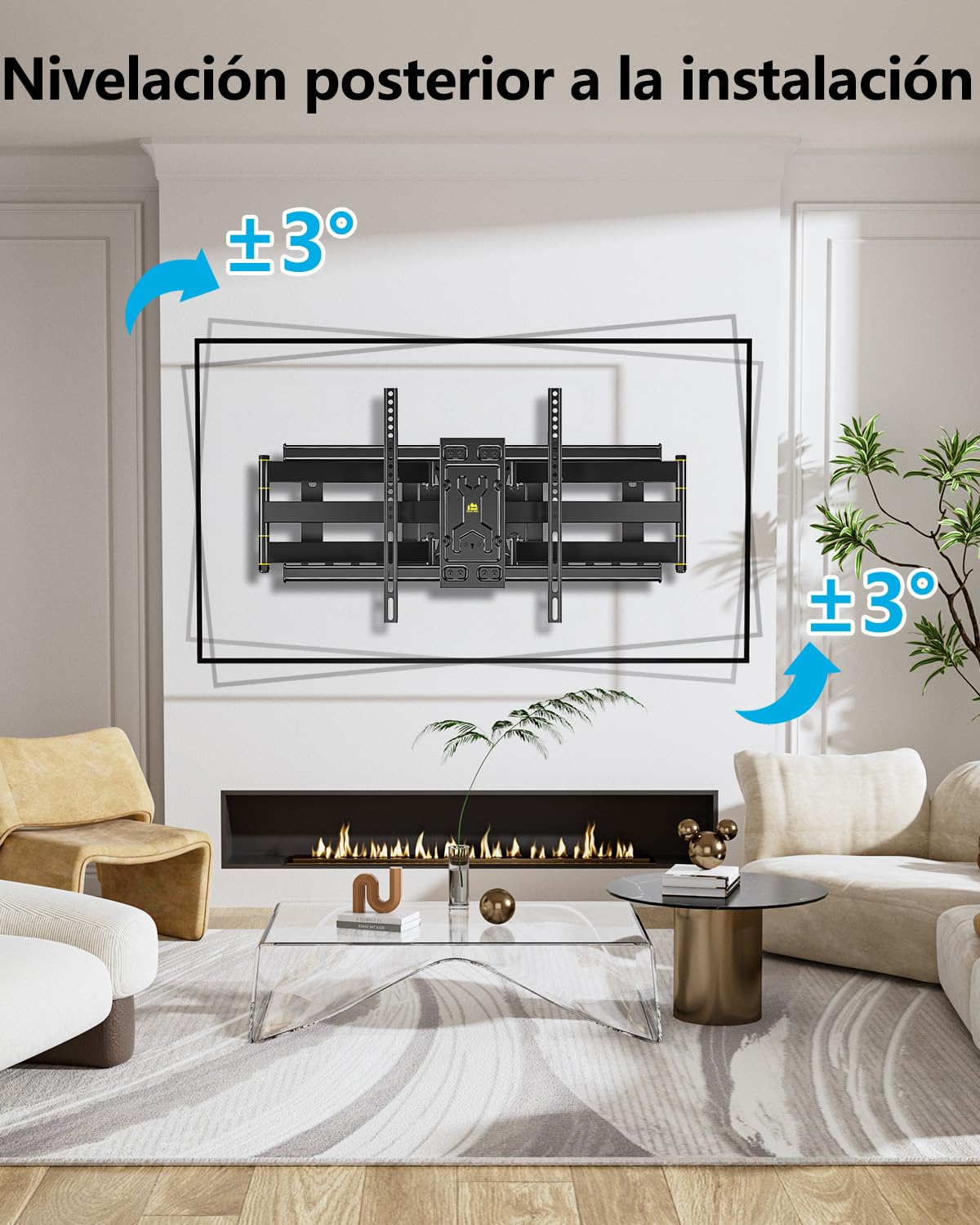 FORGING MOUNT Soporte de Pared de 765mm de Largo Alcance para televisores Planos y curvos de 50-90 Pulgadas, Brazo sólido de Movimiento Completo, inclinación y Giro, Carga de 75kg, VESA 600x400mm