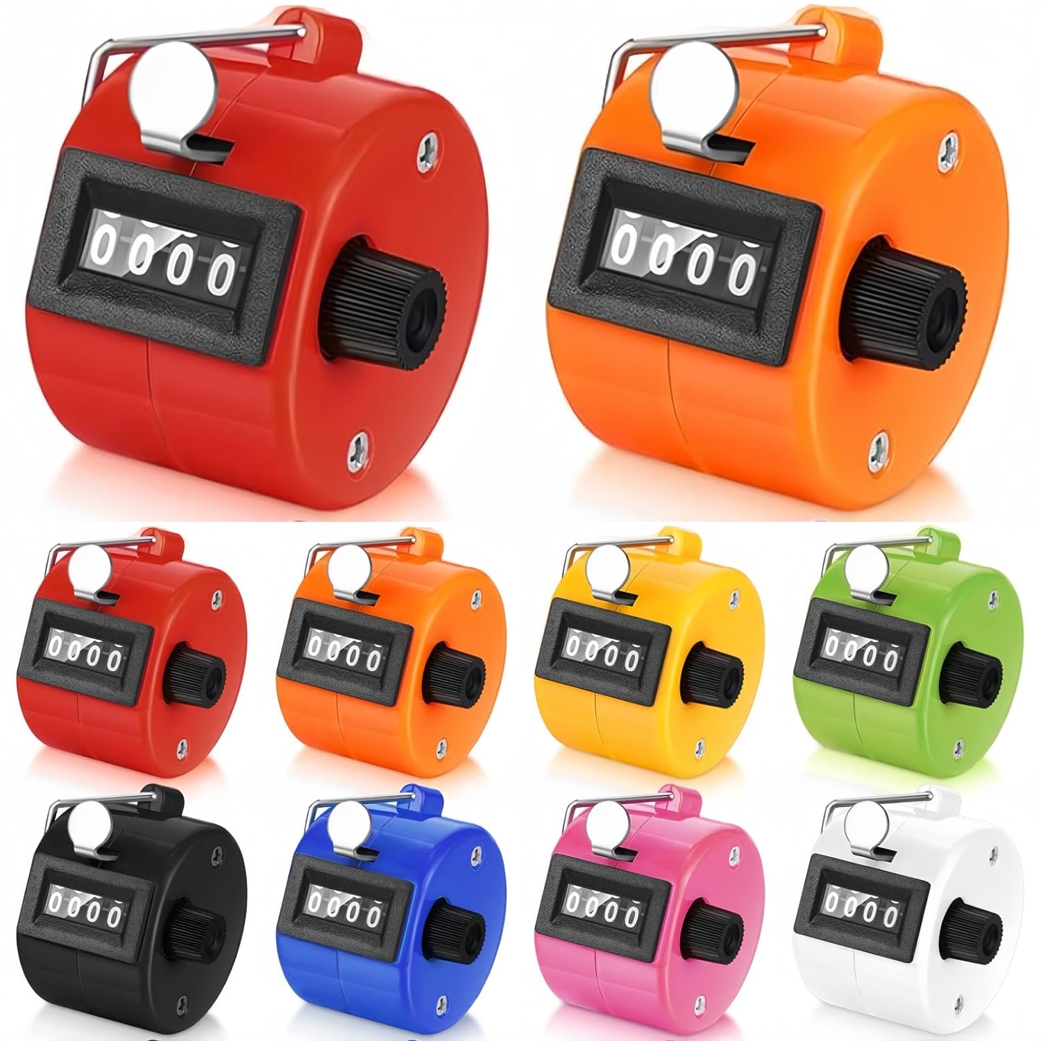 LATERN 8 Piezas Contador de Lanzamientos de Manual, Contador de Clic con Números de 4 Dígitos Contador Mecánico con Clic de Palma para Entrenador Tejido Personas Pesca Golf Deporte Estadio (8 Colores)