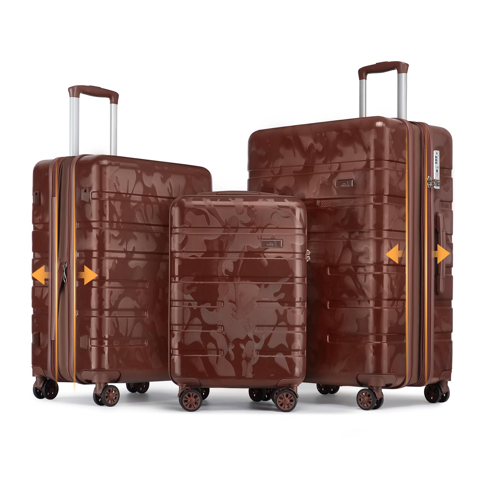 Sea choice Set Valigie 3 Rigide Espandibili 100% RPO Set Trolley Policarbonato Ultra Leggera Valigia con Chiusura TSA e 4 Ruote, camuffamento