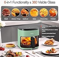 Vista 2 de Vexon Freidora de aire de 4.5 cuartos de galón, cocina compacta de aire caliente de 1200 W con ventana visible, cesta antiadherente, pantalla táctil