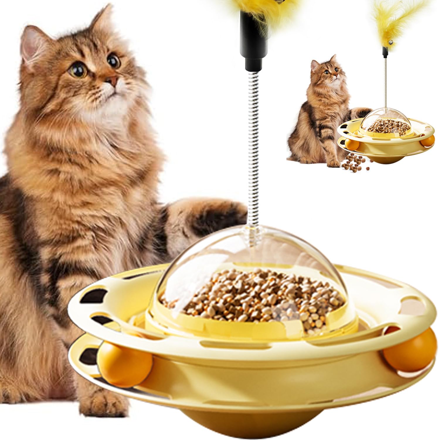 Jouet pour chat avec piste de balle et distributeur de friandises interactif