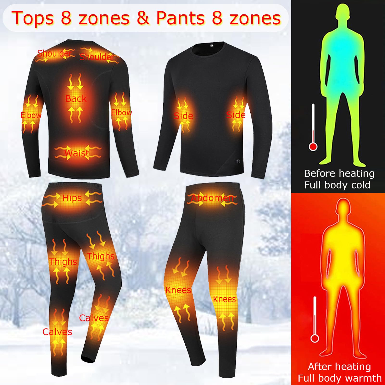 Ropa Interior con Calefacción Eléctrica para Hombres, Camisa Térmica con Calefacción De Invierno Y Calzoncillos Largos para Pesca, Esquí, Senderismo, Ropa Calentada,XS, Gray Top