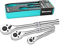 Vista 1 de DURATECH Trinquete de 3 piezas, 1/4 pulgadas, 3/8 pulgadas, 1/2 pulgada 90 dientes de liberación rápida, reversible, hecho en Cr-V, pulido completo