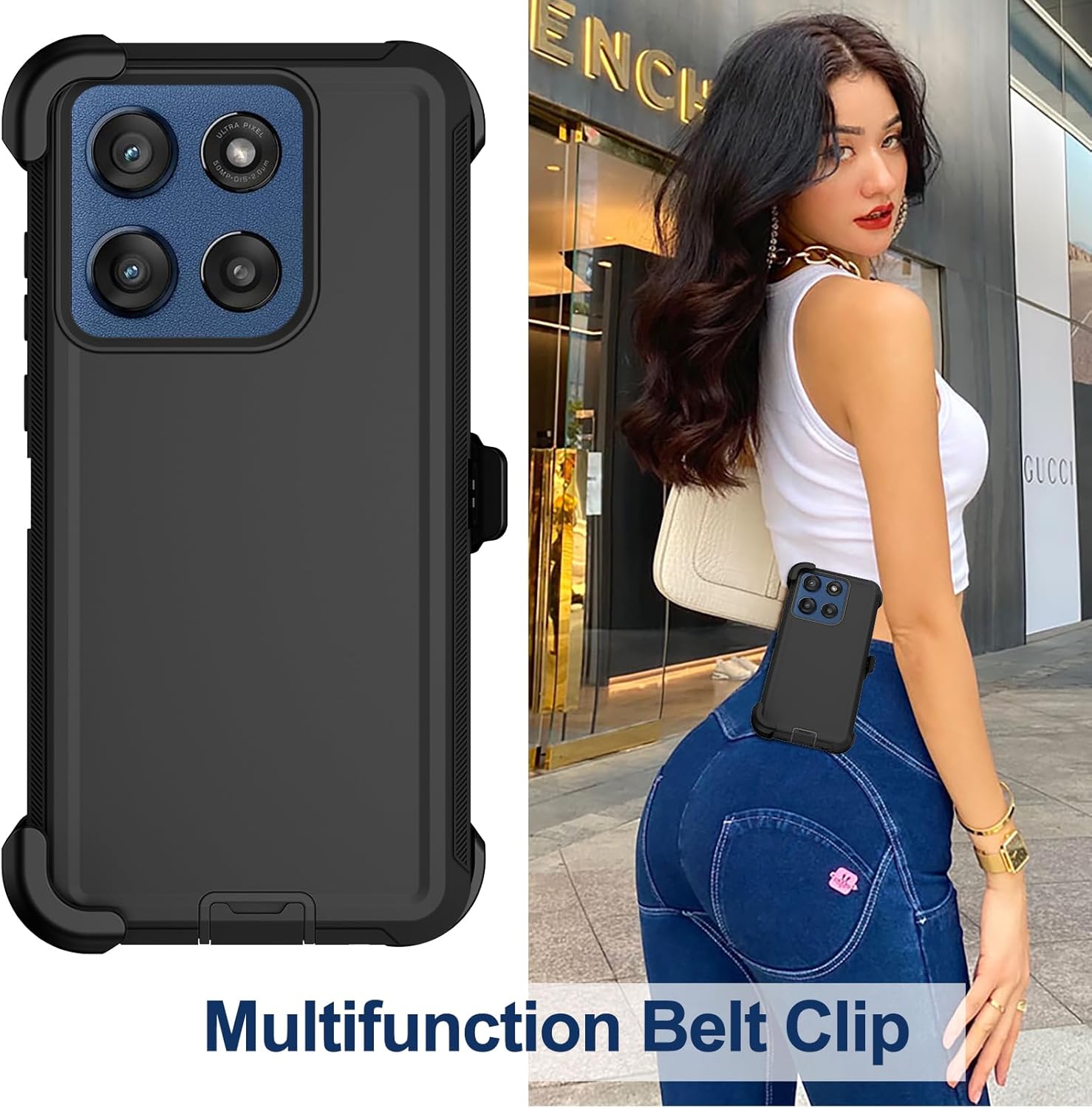 RubCase for Motorola Moto G Stylus 2025 Case with Belt Clip Holster,2X Screen Protector,Heavy Duty Military Grade Full Body Shockproof Rugged Protective Cover for Moto G Stylus 5G 2025 (Black) - Image 6