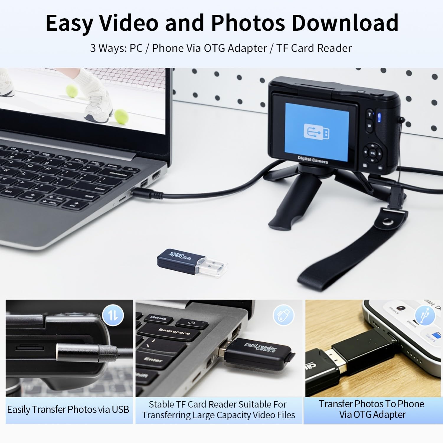 ARNSSIEN Appareil Photo Numérique 4K Compact 2,8" Écran Pivotant 180° Vlog | Zoom 16X, batterie 1500mAh, Camera Vlog, Carte TF incluse, idéale pour voyage, débutants, adolescents et photo quotidienne,Y1