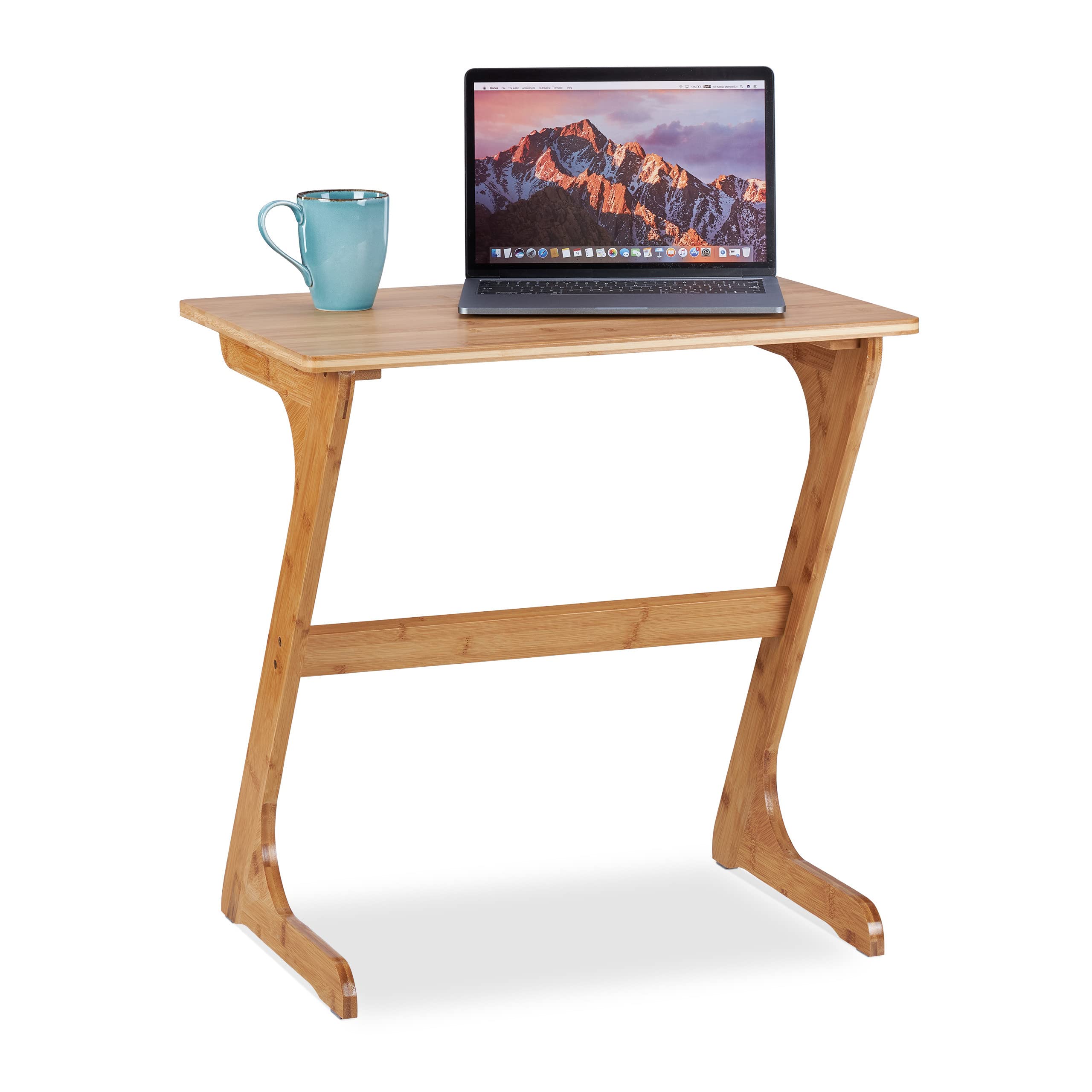 Relaxdays Table pour Laptop en Bambou, Convient pour Notebook, tablettes, Surface d'appoint, HxLxP : 60x60x40 cm, Nature