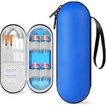 Insulin Cooler Travel Case for 4 Vials - Peptide Cooler Case and GLP-1 Medication Organizer, Hard Shell Portable Medicine Cooling Bag with Ice Brick for Vials & Pens, TSA Approved, Blue
