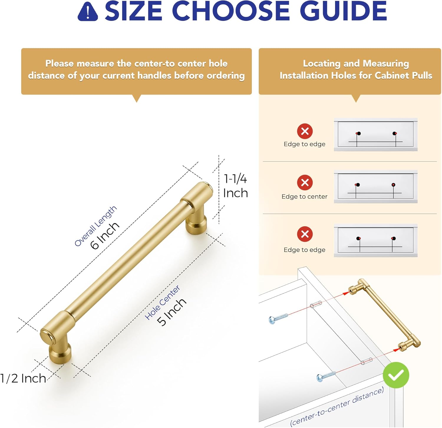 Ravinte 10 Pack 5 Inch Hole Center Solid Kitchen Cabinet Handles Brushed Brass Dresser Pulls Cabinet Drawer Pulls for Kitchen Cupboard Hardware