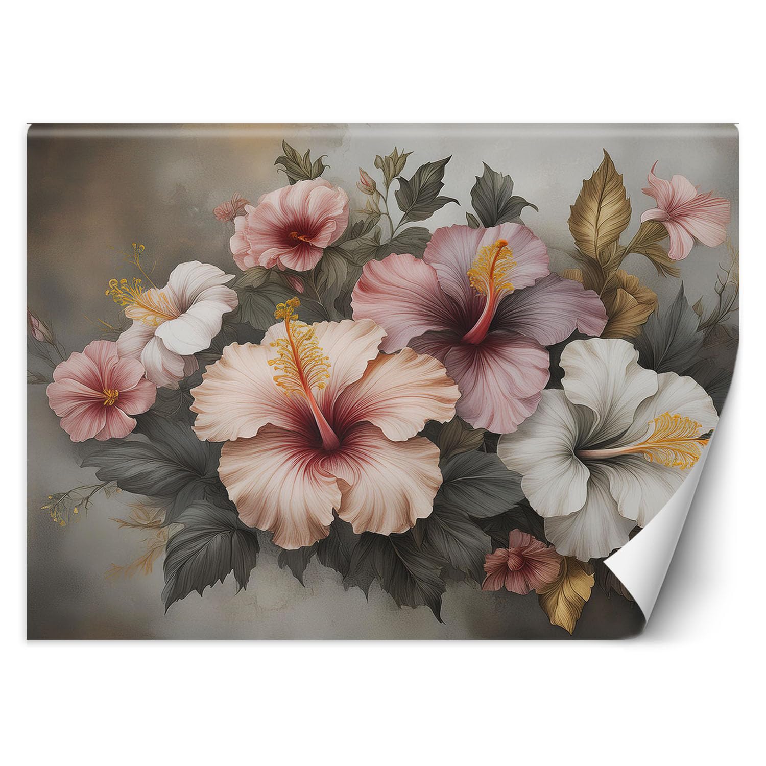 Papier peint 3D fleur rose pour salon et chambre moderne