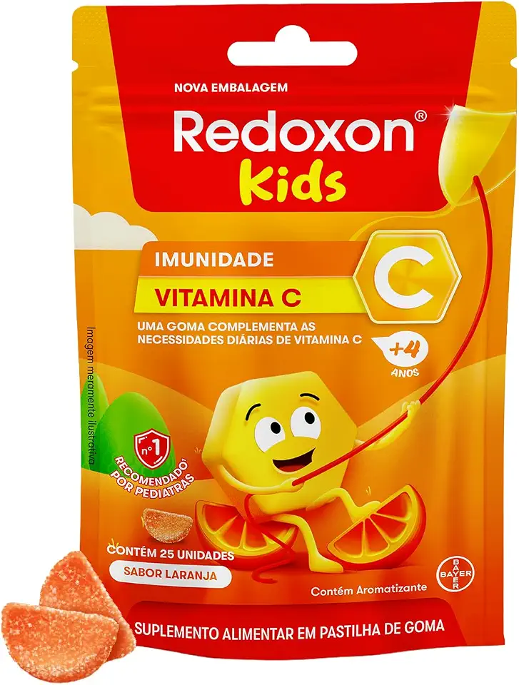 Redoxon Kids Vitamina C, Suplemento Alimentar Infantil, Sabor Laranja, Contém 25 Gomas
