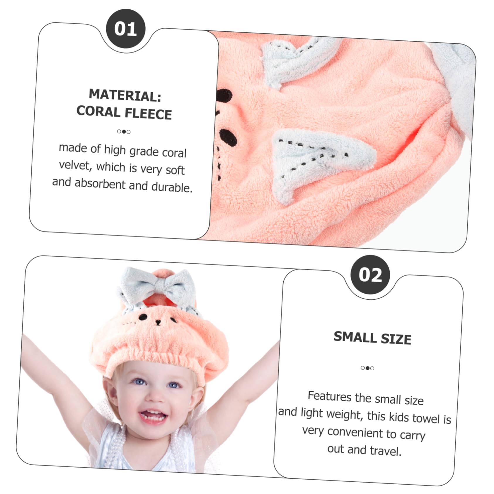 NIYANGLE Hair Drying Bonnet Cute Fleece Hair Wrap for Hair Towel for Gentle Drying for Hair for After Bath Swim