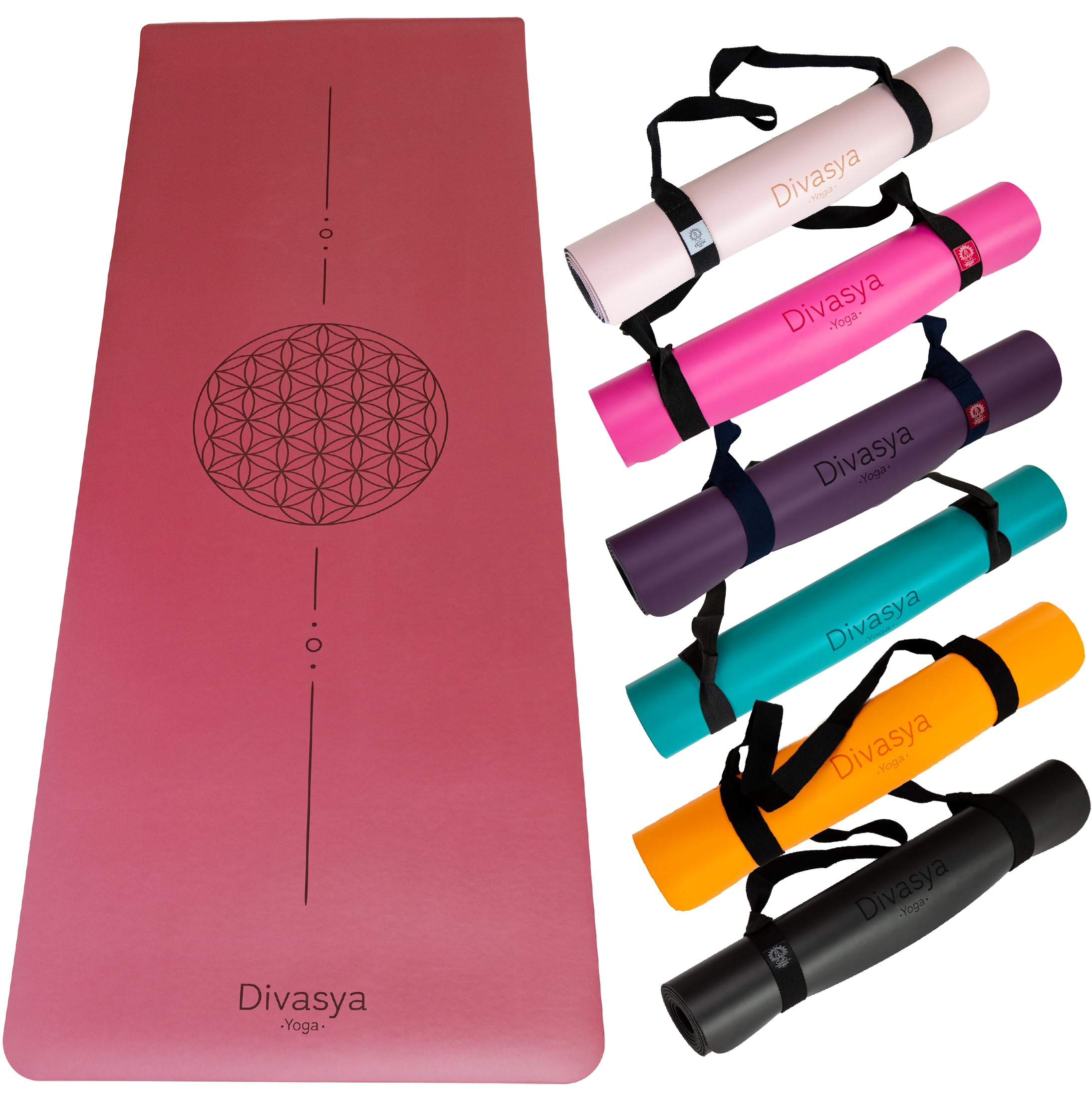 Premium Yogamatte rutschfest: Naturkautschuk rutschfest & japanische professional grip Oberfläche | 185x68x0,45cm | Tragegurt | 4,5mm dicke Yoga Matte rutschfest
