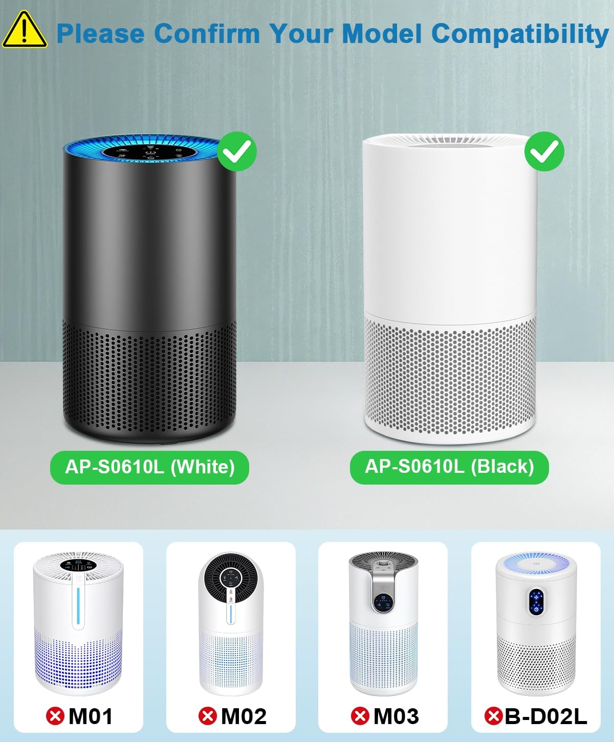 AP-S0610L Pet Care Replacement Filter Compatible with MOOKA AP-S0610L Air Purifier, 3-IN-1 Replacement Filter, Pre-filter & Activated Carbon filter for Pet Odors, 2 Pack