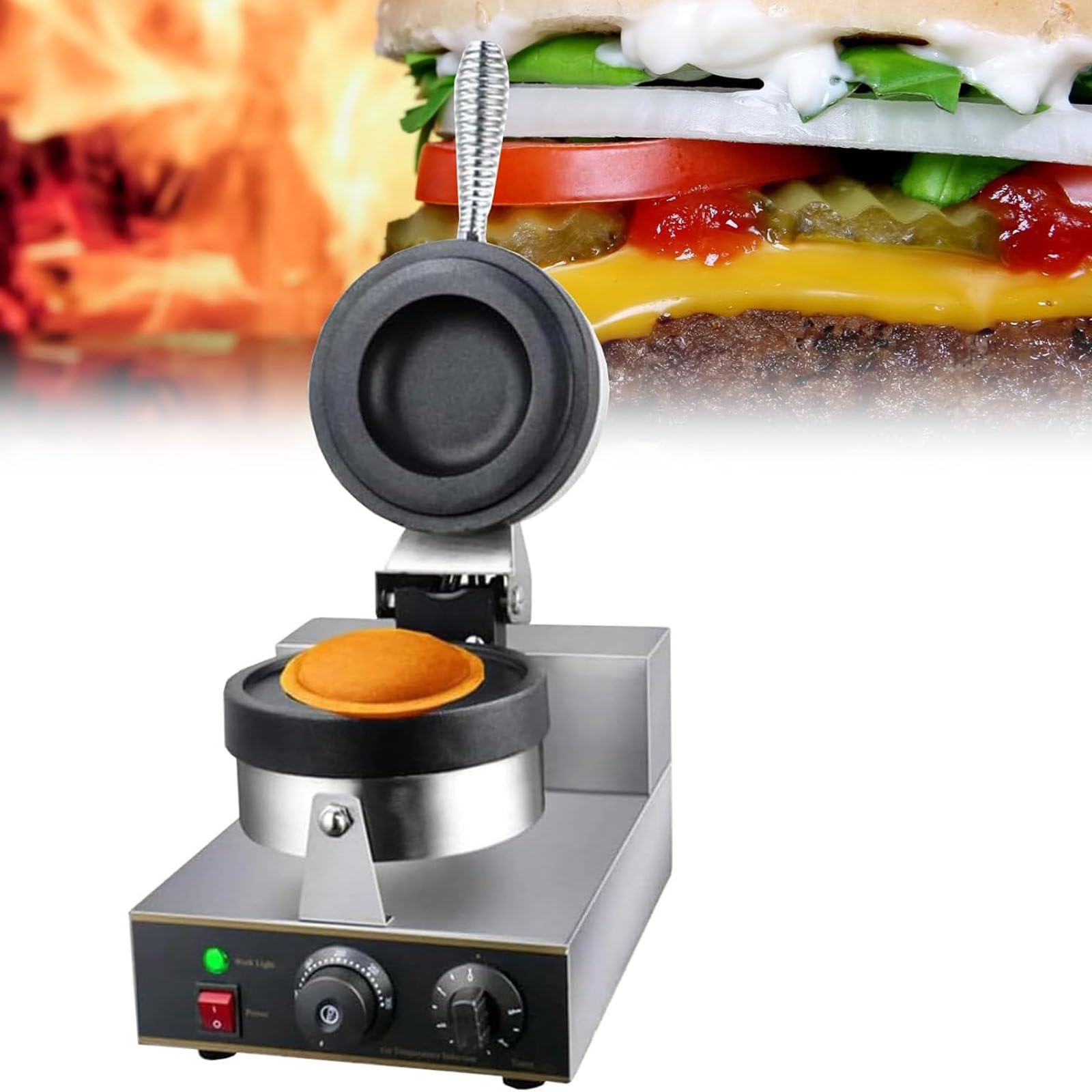 Panini Press Brioche Burger Scaldabagno Commerciale, Gelato Panini Ciambella Ciambella Macchina per Pan, Scaldabagno Elettrico Gelato Brioche Burger Maker