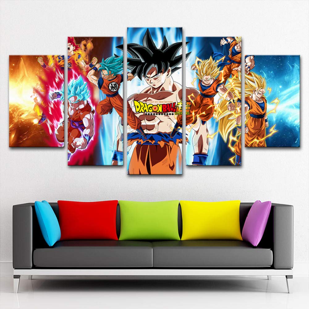 Buy MINCOCO Canvas Paintings Home Decor 5 Pieces Anime Dragon Ball Goku