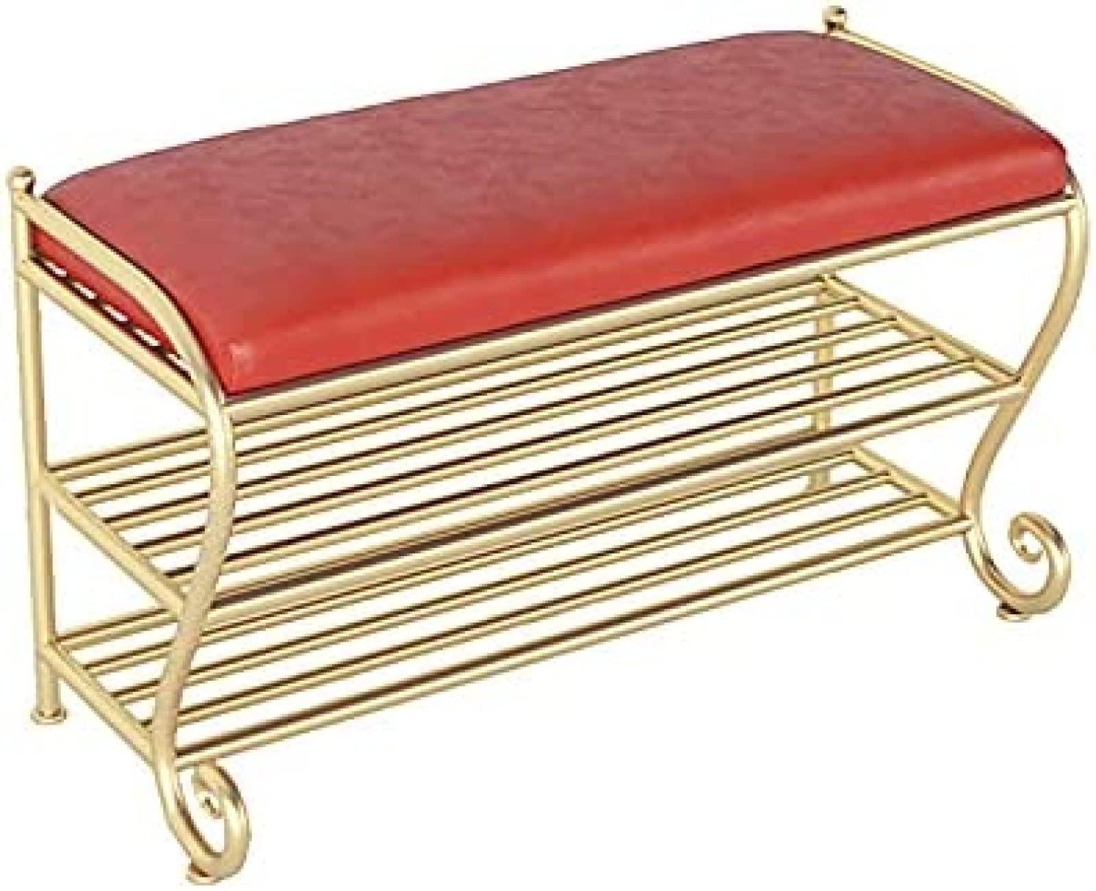 Meuble à chaussures de luxe jaune 100 cm avec tabouret de rangement