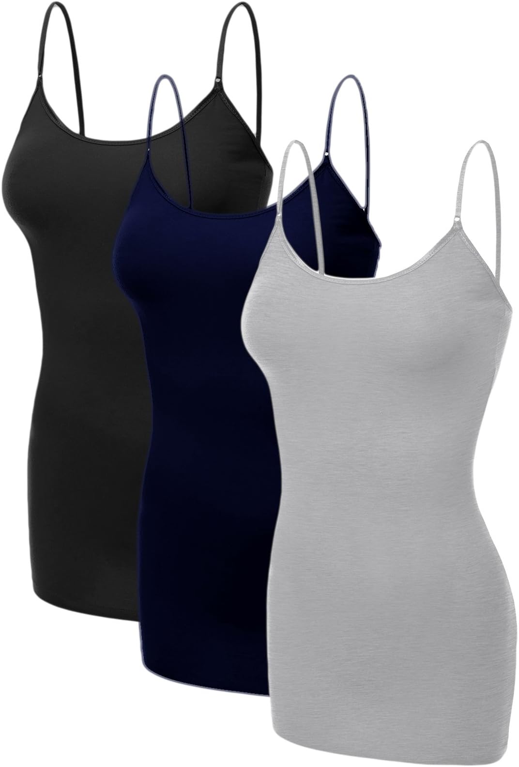 Emmalise Women's Basic Casual Long Camisole Adjustable Strap Cami Layering Top