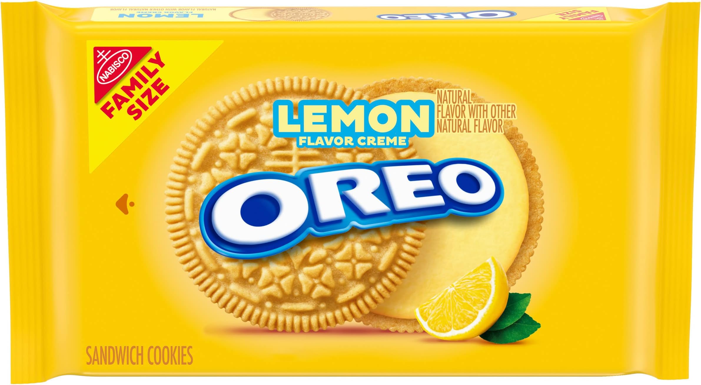 OREO Lemon Creme Sandwich Cookies, Family Size, 20 oz
