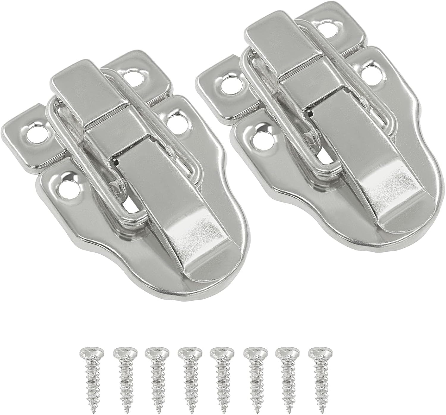 2 Pack Retro Duckbilled Hasp Latch, Silver Style Toggle Latch Antique Box Latch, Metal Clasp Buckle Latch for Jewelry Box Cabinet/Toolbox