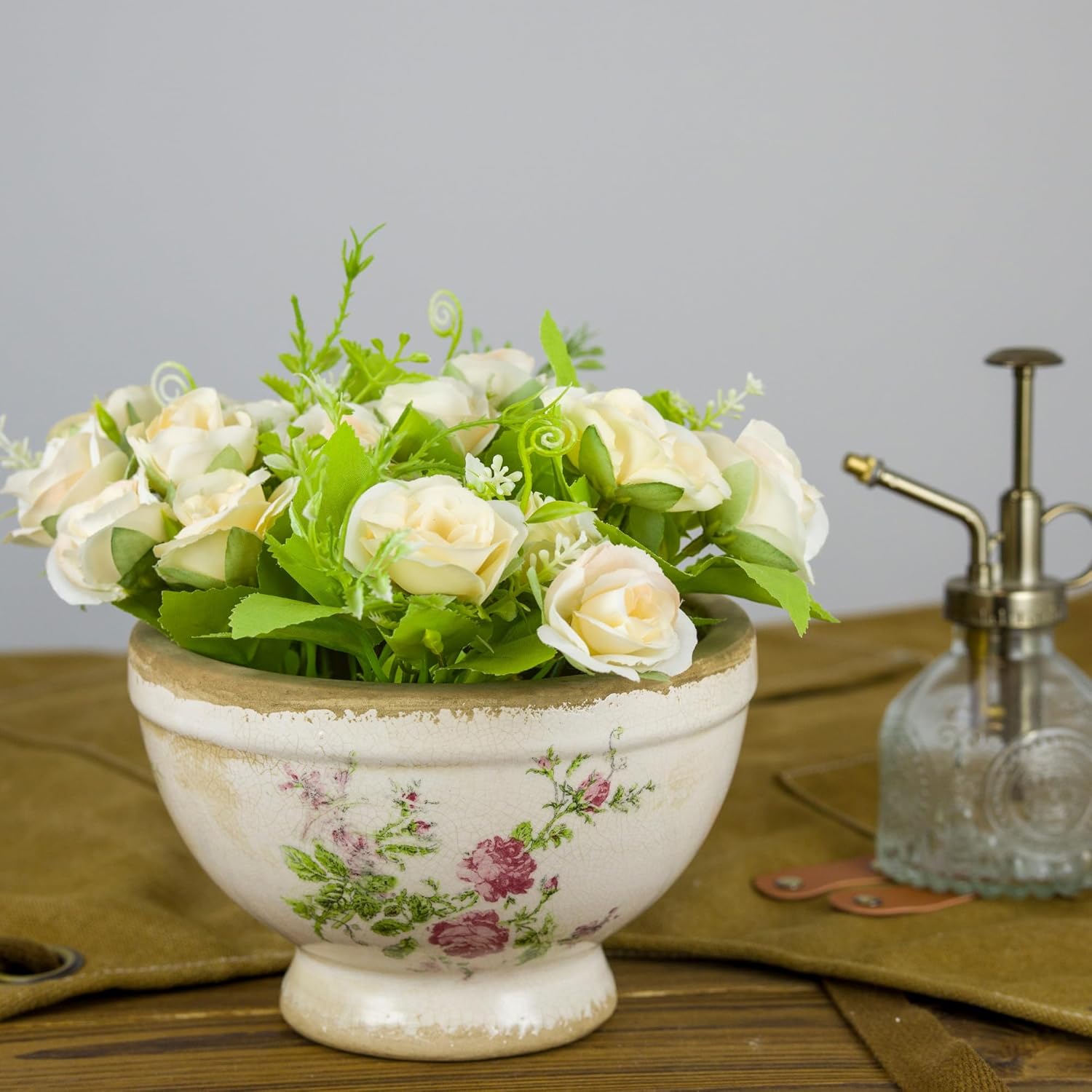 Dosayes Vintage Ice Crackle Grazd Ceramic Flower Pot with Drainage Holes, 4.33 Inch Rustic Planter for Indoor Plants, Outdoor Garden, Farmhouse Gift Tuscan Decor (Pink)