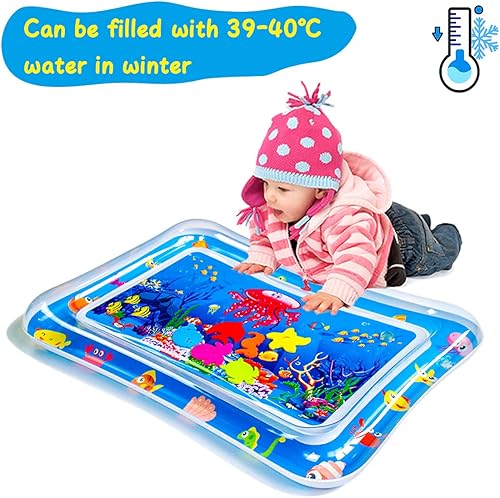 Miniatura 7 de Tapete de agua para bebés, tapete de agua para bebés y niños pequeños, actividades de desarrollo temprano, colchoneta inflable para el tiempo boca
