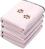 Tegeme 4 Pack Dog Towels for Drying Microfiber Soft Absorbent Pet Bath Towel Dog Drying Grooming Cloth with Embroidered Paw for Pet Cat Bathing Grooming35 x 20 Inch,Pink