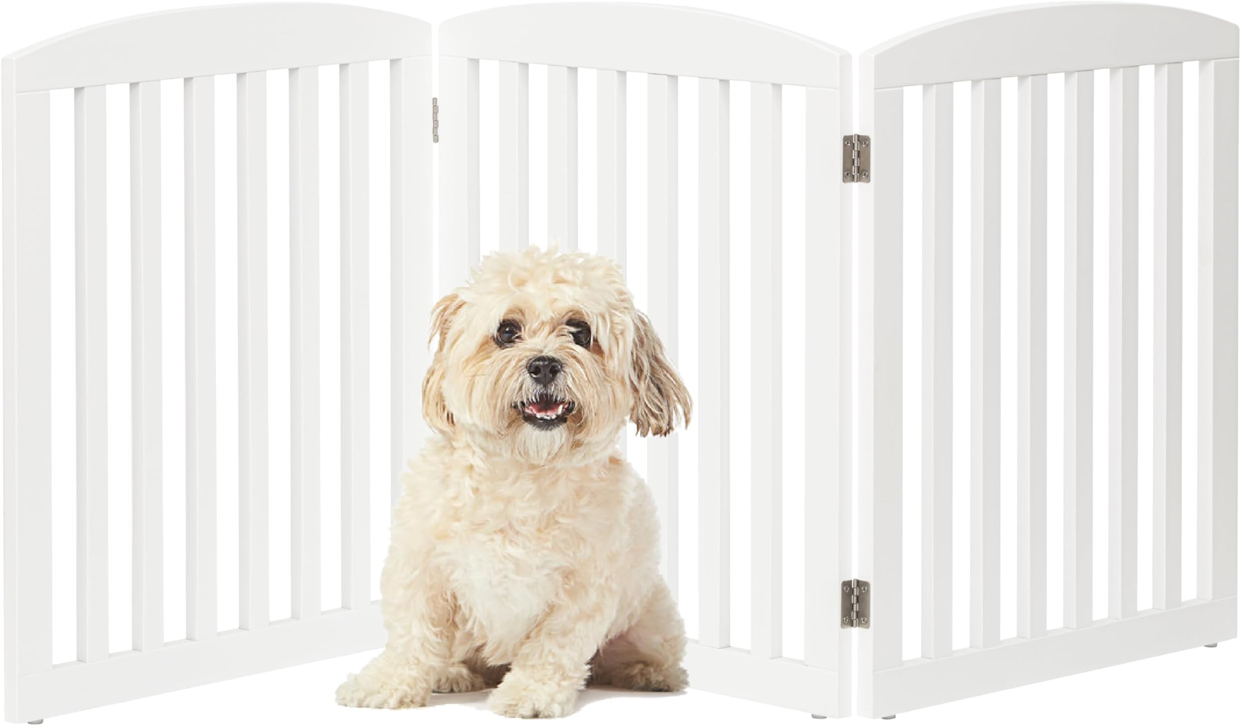 - Wooden Freestanding Foldable Pet Gate for Dogs, 24 inch 3 Panels Step Over Fence, Dog Gate for The House, Doorway, Stairs, Extra Wide (White, 24" Height-3 Panels)