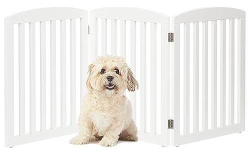 PAWLAND Wooden Freestanding Foldable Pet Gate for Dogs, 24 inch