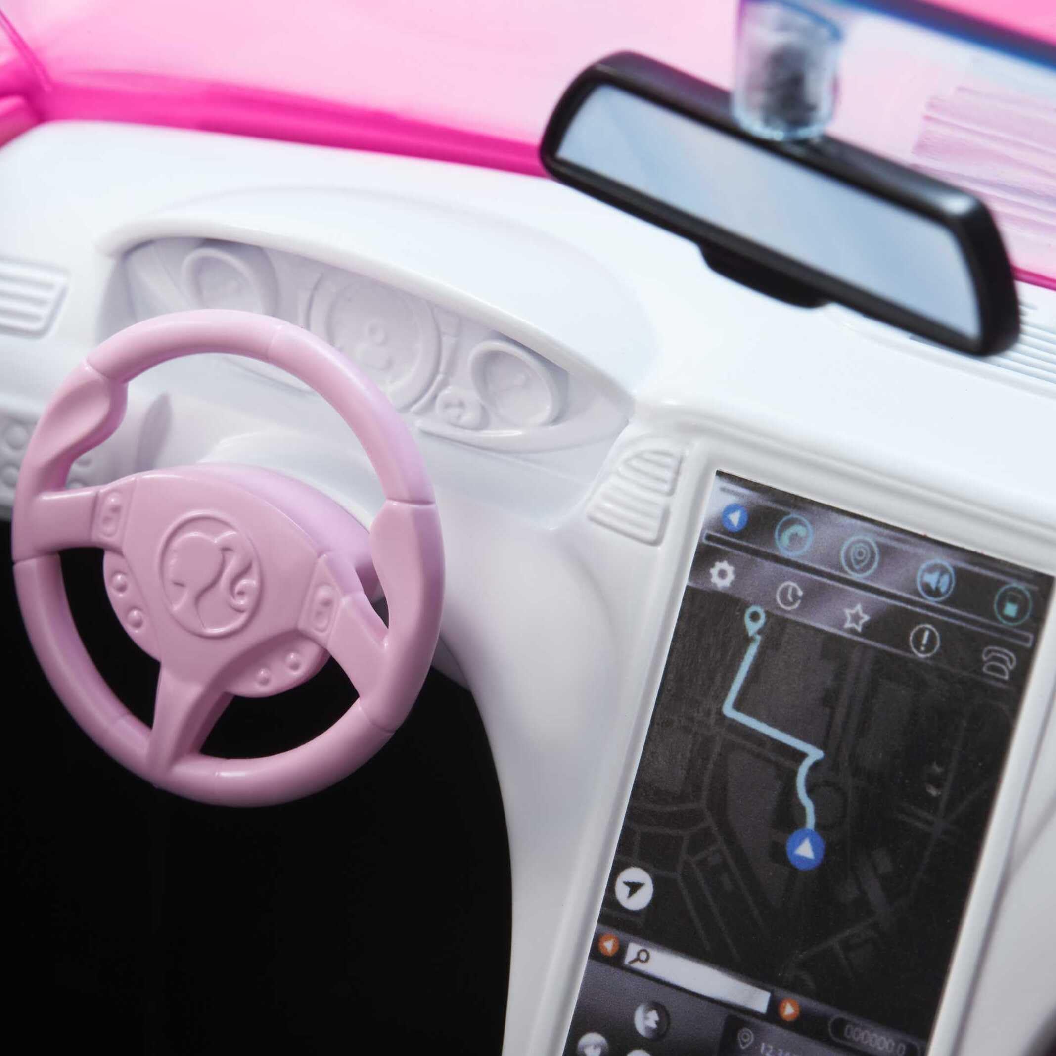 Barbie Descapotable Rosa con 2 plazas para muñecas, Coche de Juguete, Regalo para niñas y niños +3 años (Mattel HBT92)
