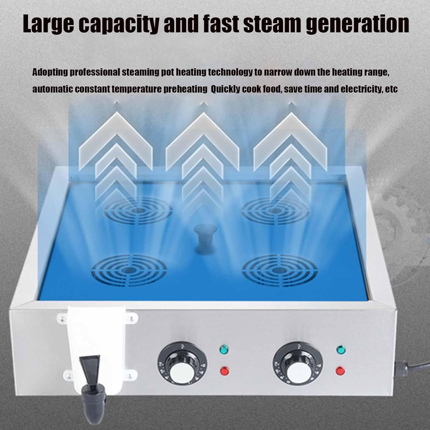 Automatic Temperature Control Electric Bun Steamer, Commercial Stainless Steel 2/4/6 Hole Design for Fast Food Restaurants, Time and Energy Efficient