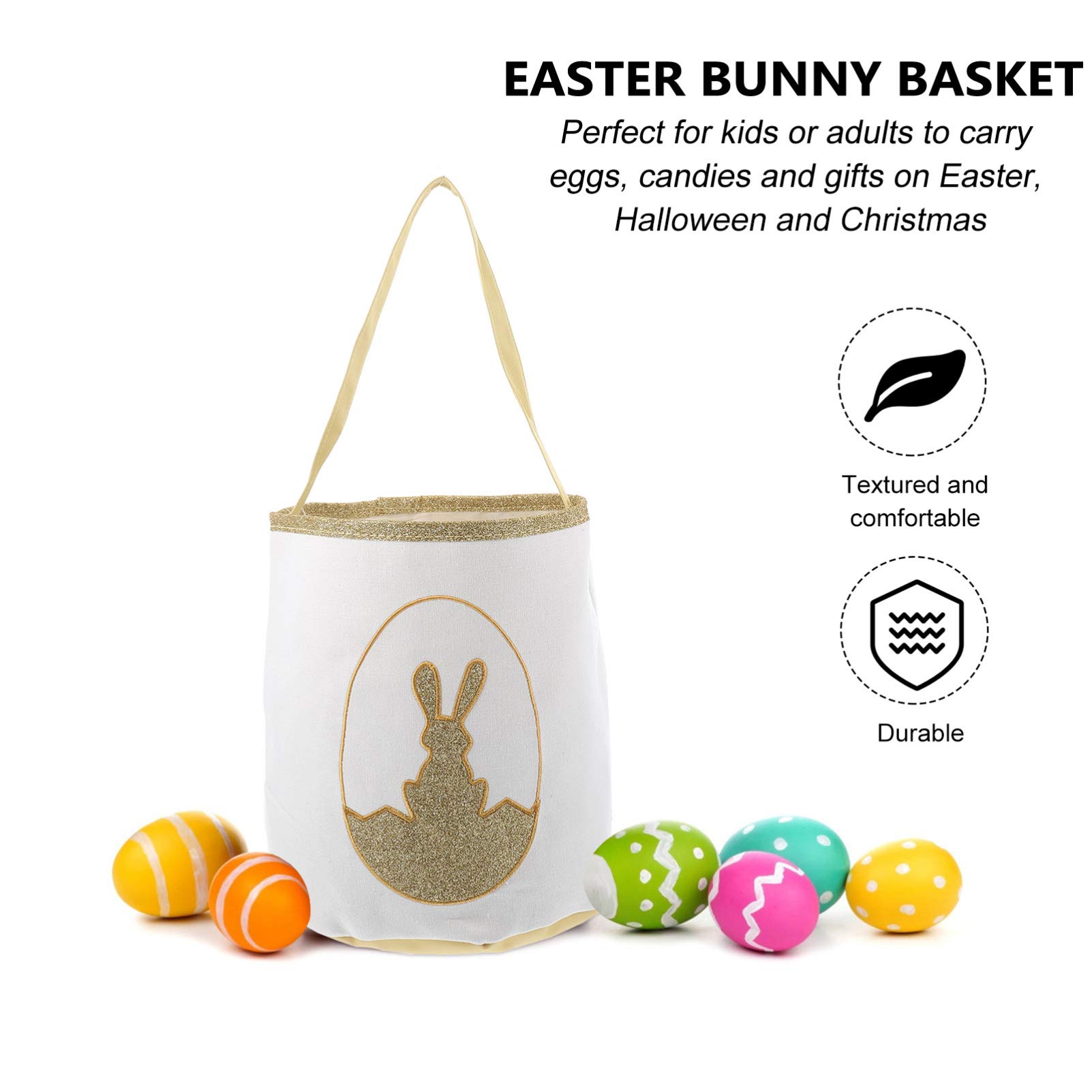Cabilock 3piezas Canasta De Dulces De Pascua Diseño De Conejo Recipiente Para Golosinas y Decoración Bolsa Portátil Para Almacenamiento De y Galletas