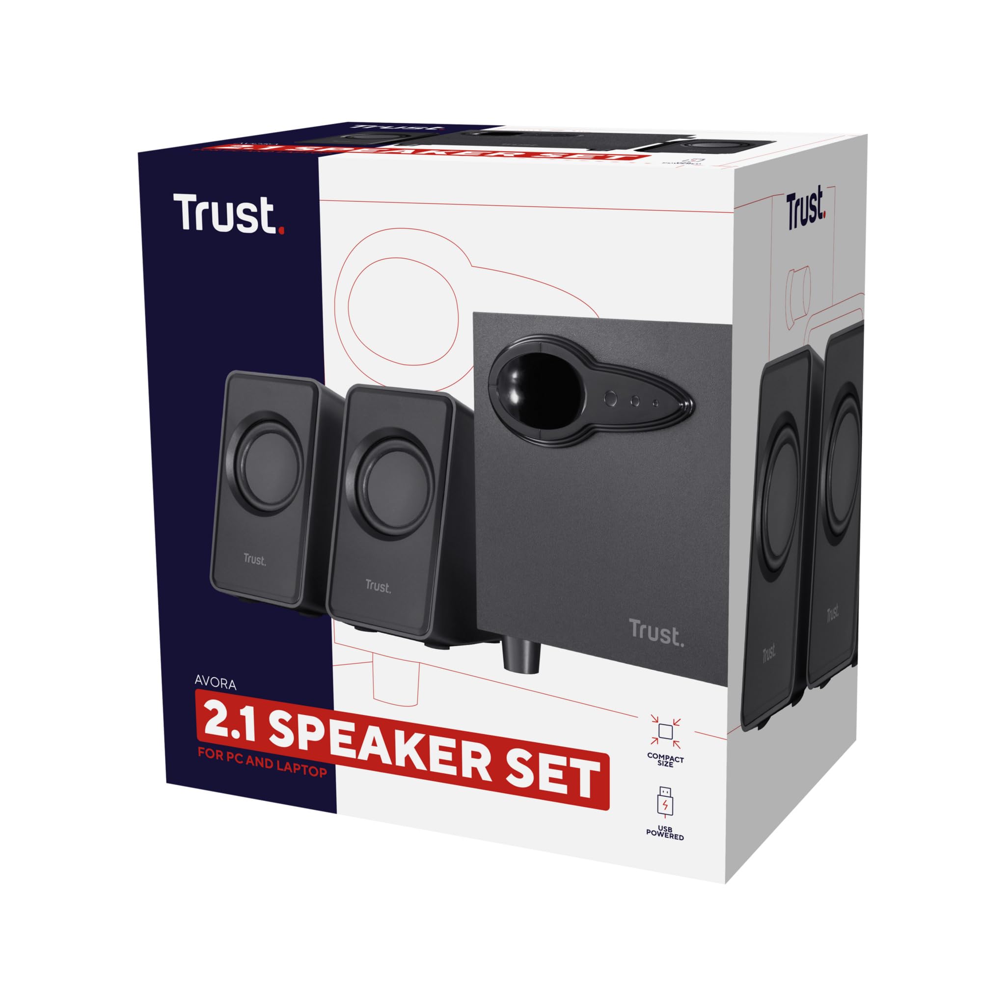 Trust Avora 2.1 20442 Głośniki Komputerowe, 18 W, Czarny
