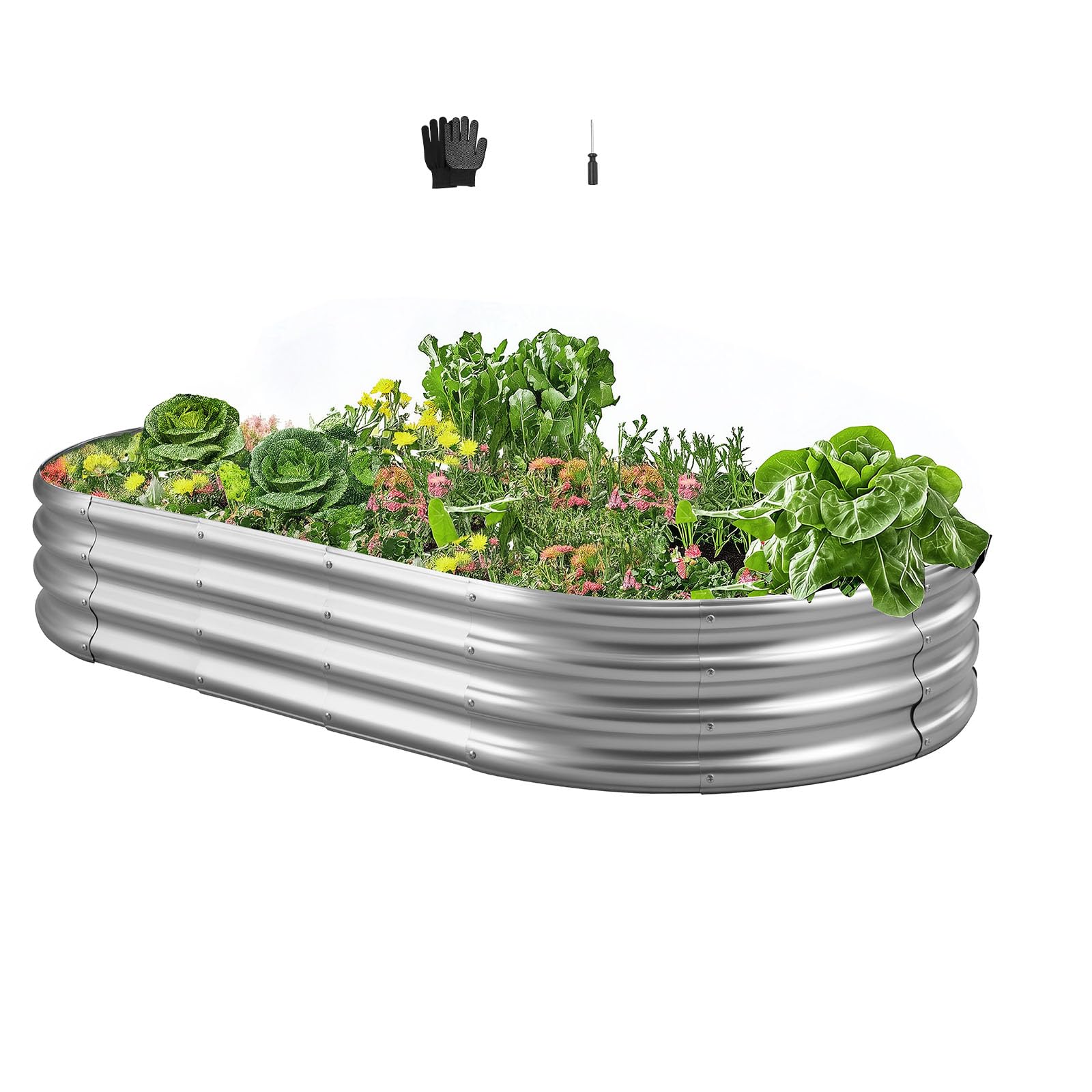 VEVOR Potager Surélevé Métal 180x90x29 cm Carré Potager Surélevé Galvanisé Lit de Jardin Fond Ouvert Bac de Jardinage pour Culture de Légumes, Fleurs, Herbes Aromatiques, Plantes Grasses, Argenté